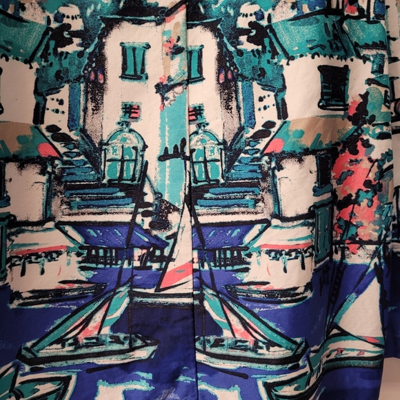 Watercolor Med Lenght A Line  Landscape Skirt Sz 10 - Picture 7 of 8